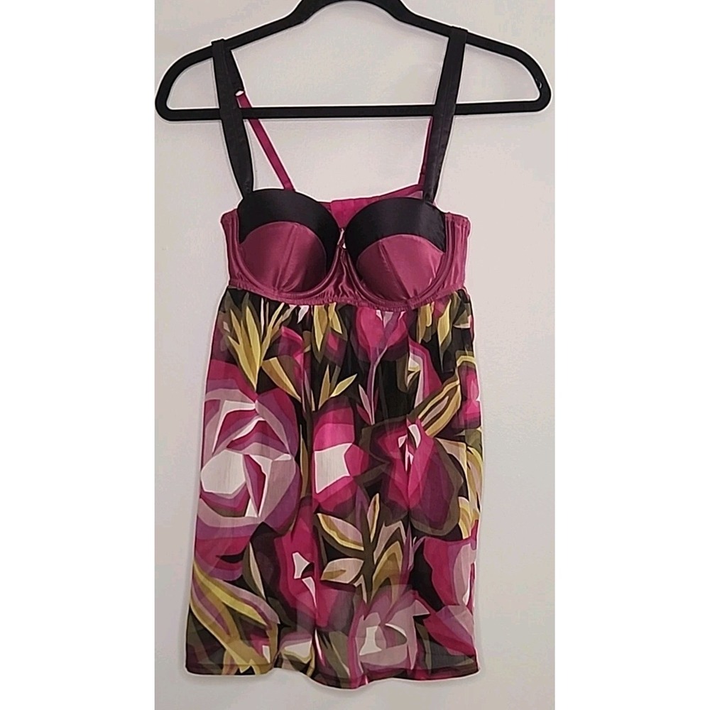 Y2K Missoni Women Small Pink/purple Floral Babydoll Lingerie Underwire Bra Disco